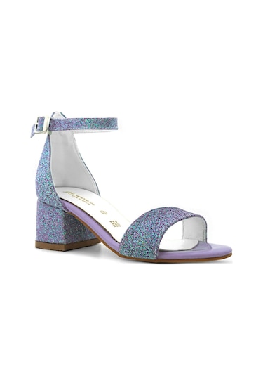 Lilo Simli Mor Tek Bantlı Kız Çocuk Topuklu Abiye Ayakkabı Mor