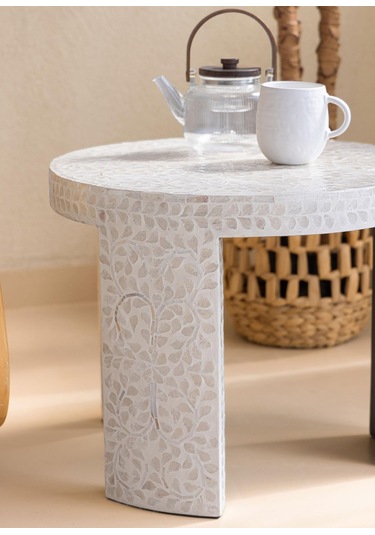 The Mia Sedef Tabure Yan Sehpa 66x48 Cm Tlc0117 Çok Renkli