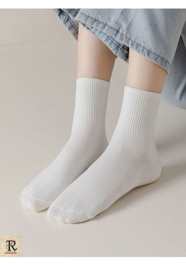 Trampler Düz Tenis Çorap Unisex Kolej Çorap 6'Lı Siyah - Beyaz
