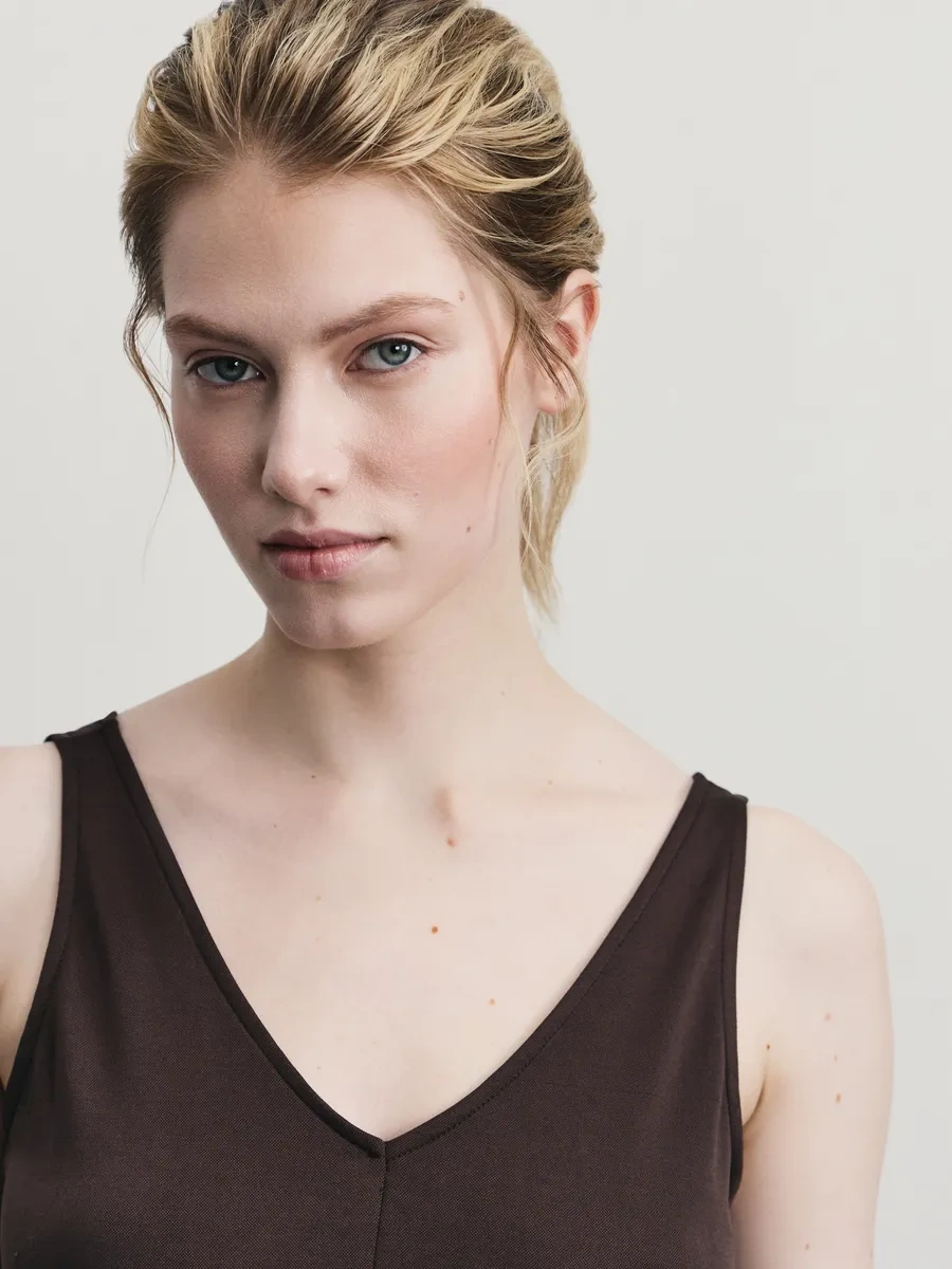 Zarına Yazlık Uzun, Yırtmaçlı Sarafan Elbise 376509342 Koyu Kahverengi