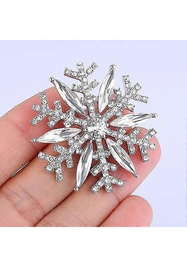 1 Adet Kristal Kış Art Deco Kar Tanesi Çiçek Broş Pin Çok Renkli