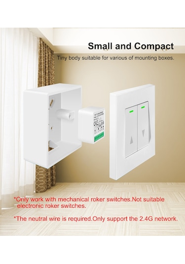 Maiyame Zigbee 3.0 Akıllı Perde Kontrol Modülü - 1 Yol, Kablosuz Komut, Geleneksel Perdeyi Akıllı Hale Getirir, 100-240v, 3a Maksimum Yük Zigbee