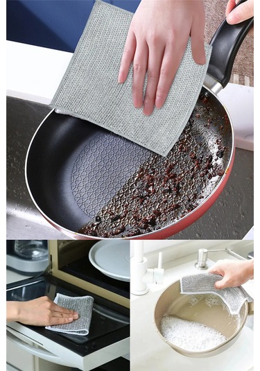 3 Adet Telli Bulaşık Bezi Ovma Teli Pratik Çizmez Bulaşık Süngeri Çok Amaçlı Temizlik Süngeri