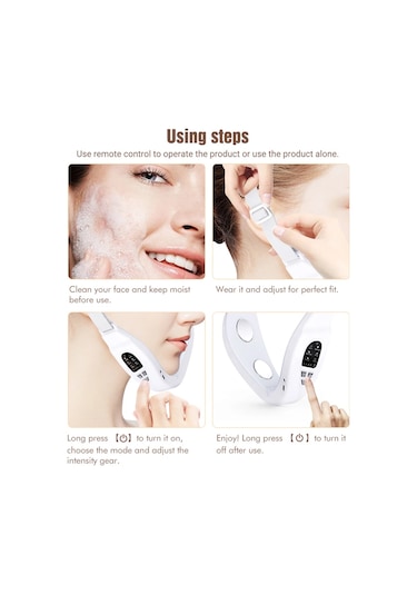 Elektrikli Yüz Germe Cihazı Led Işıkları Isıtma Titreşim Yüz Masajı White Büyük Britanya Beyaz