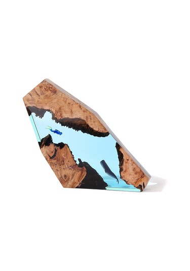 Okyanus Balina Masa Süsü Yaratıcısan Masif Ahşap Reçine Lamba Doğum Ünühediyesi Süleri Ahşap