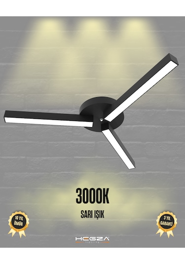 Admira -siyah Kasa, Sarı Işık- Modern Plafonyer Led Avize Siyah