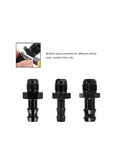 Lemestar Alüminyum Siyah Yakıt Hortumu Bağlantı Elemanı - An6-3/8 Tipi, Torklu Uç Tasarımı, Korozyona Dayanıklı, Araç Modifikasyonu İçin