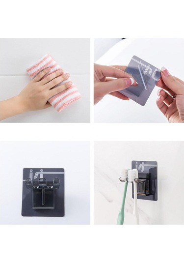 Kahverengi Duvara Monte Diş Fırçası Tutucu Seti Kahverengi