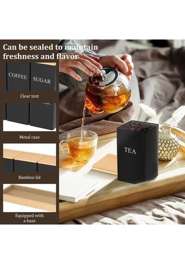 Trendooze White 1 Takım Metal Gıda Saklama Kapları Çay Şeker Kahve Kutusu Mutfak Düzenleme Beyaz Beyaz