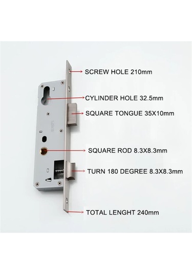 Geeroyoo Ahşap Ve Alüminyum Kapılar İçin 35mm-50mm Tek Noktalı Çinko Alaşımlı Kilit Gövdesi, 8520 Model