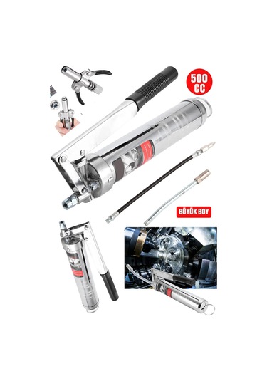 Deko Sl500cc 500cc Gres Yağ Pompası Endüstriyel Tip, Yüksek Basınçlı Tabanca + Çift Mandallı Gres