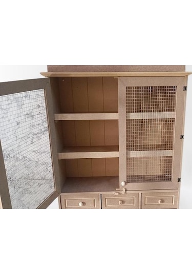 Hobi Dekoratif Telli Dolap Terek Ahşap Mdf Ham Cnc Kesim Model El Yapım