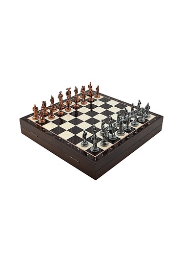 Gifthome Orta Boy Metal İspanyol Satranç Takımı Antik Ve Ceviz De