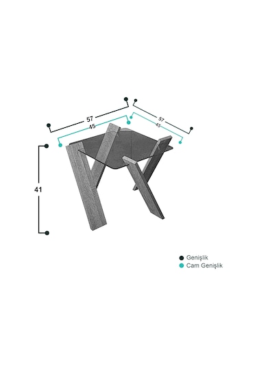 Roman Cam Yan Sehpa Mini Açık Meşe / Çiçeklik Sehpa