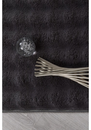 Dekoratif Bubble Uzun Tüylü Yumuşak Puffy Peluş Kaymaz Yıkanabilir Salon Koridor Halı Yolluk Antrasit