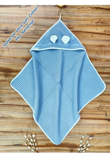 Ekru Pike Bebek Battaniyesi Doğal Organik Uyku Çift Taraflı Bebek Havlu Örtü Yenidoğan Mevsimlik Mavi