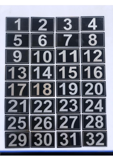 Kapı, Dolap,Raf,Posta Kutusu Numarası 3.5X5.5 Cm 1 Den 32 Ye