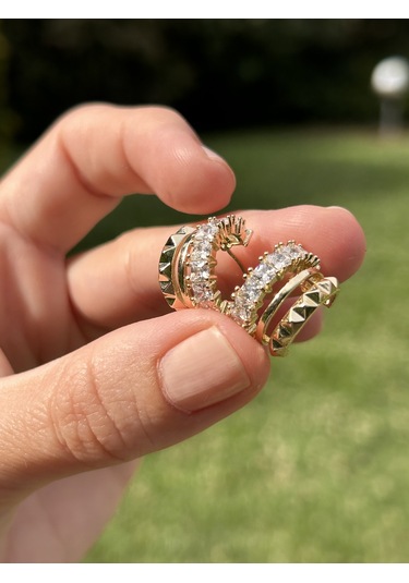 Bymerve Bym587 Silver Renk Zirkon Taşlı Abiye Günlük Şık Kadın Çelik Küpe Gümüş