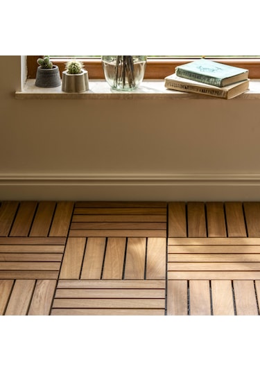 Pafu Sunsoe İroko Ağacı Balkon Bahçe Ahşap Yer Döşemesi Karo Deck 30x30 Cm 1 Adet 0,09m2