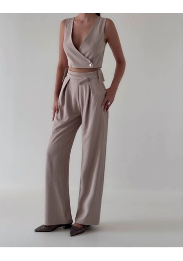 Kadın Ceket Takım İkili Takım Bej