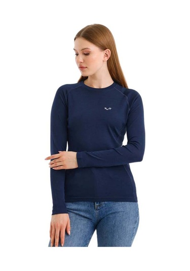 Woolona Alize Uzun Kollu Kadın Sweatshirt Navy Blue