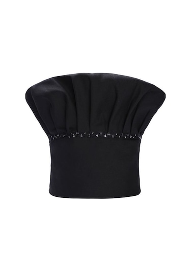 Siyah Şef Şapkası Yemek Pişirme Şapkaları Mutfak Yemek Servisi Şapkaları Ayarlanabilir
