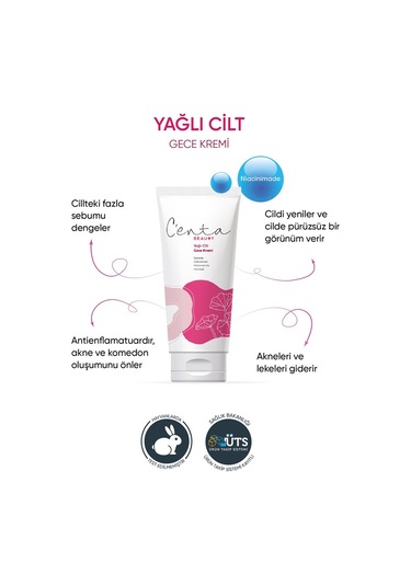 C'enta Beauty Yağlı Ciltler için Gündüz Kremi 50 ML + Gece Kremi 50 ML + Bha-Aha Serum 30 ML