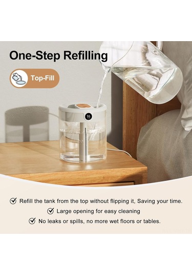 Monyee Ev Ve Ofis İçin 1.3l Soğuk Buharlı Nemlendirici, 20 Saat Kullanım Süresi, 26 Db Sessiz, 360 Çift Açık, Kolay Doldurma-temizleme, Bpa-free