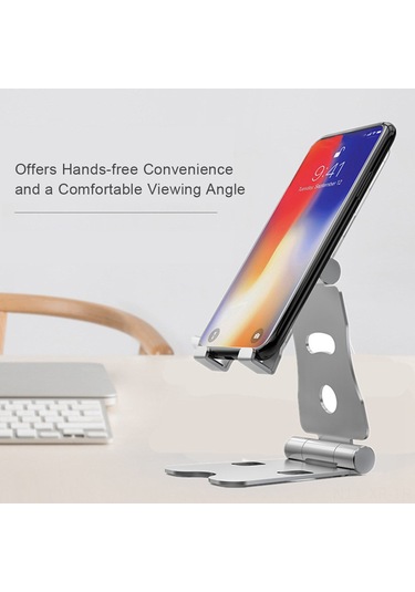 Xiyyadms Alüminyum Alyuminyum Telefon Tutucu 76a - Tüm Telefonlar İçin Uyumlu İphone, Samsung, Huawei Vs. - Masaüstü/gece Sandalyesi Kullanıma Uygun - Gümüş Renk GÜMÜŞ