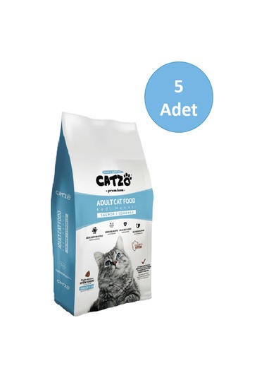 Catzo Yetişkin Kedi Maması Somonlu 5 x 1 KG