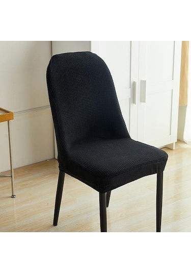 Siyah 1/2/4/6 Adet Jakarlı Kavisli Sandalye Kılıfı Ofis Koltuğu Klozet Kap Makinede Yıkanabilir Toz Geçirmez Koltuk Örtüsü56658407