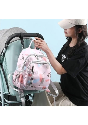 Jialan Bebek Bezi Sırt Çantası Moda Mumya Seyahat Bebek Çantası Pembe