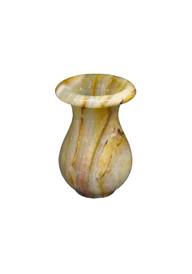 Doğal Oniks Taş Lale Vazo Şık Ve Dekoratif El İşçiliği-12cm