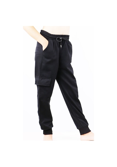 Çocuk Unisex Okul Eşofman Alti Komando Cepli C10 Siyah