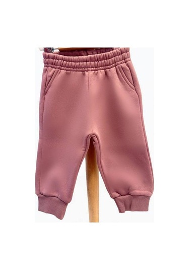 Kız Bebek İçi Şardonlu Kalın Eşofman Alt-15455 Gül Kurusu