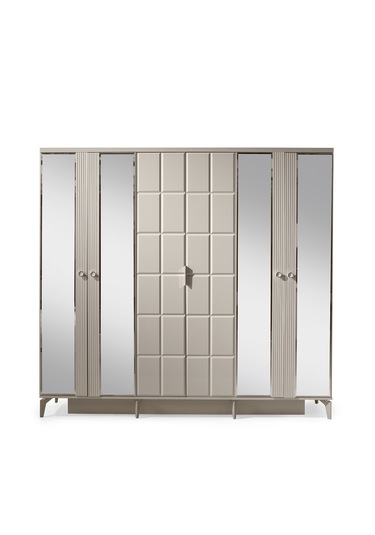 Paris Yatak Odası-mdf-kum Beji-6 Kapaklı Ve Aynalı-bazasız Traversli