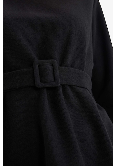 DeFacto Regular Fit Bisiklet Yaka İçi Yumuşak Tüylü Selanik Kumaş Uzun Kollu Tunik F4156AX25SPBK81