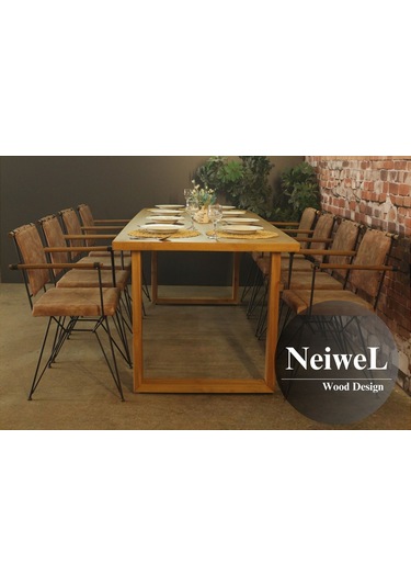 Neiwel Loen Doğal Ahşap Mutfak Ve Yemek Masası-120-240 Açık Ceviz