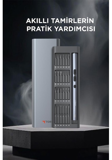Torima Tts-04 48 Parça Şarjlı Hassas Tornavida Seti Led Işıklı, Mıknatıslı Alüminyum Kasa, Type-c