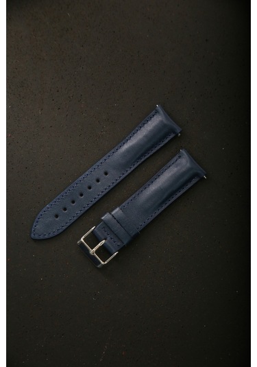Hakiki Deri 22mm Akıllı Pimli Saat Kordonu Lacivert