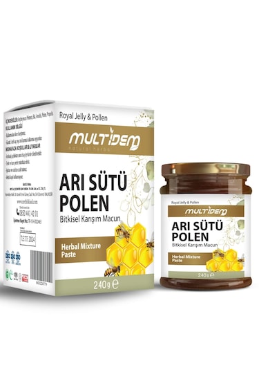 Multidem Arı Sütlü Polenli Propolisli Macun 240 G