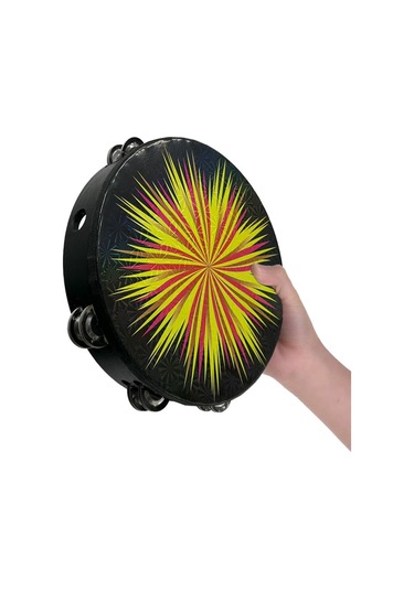 Midex Tf-30bk Çift Sıra 8 Zilli Siyah Derili Tef Tamburin 25.5 Cm