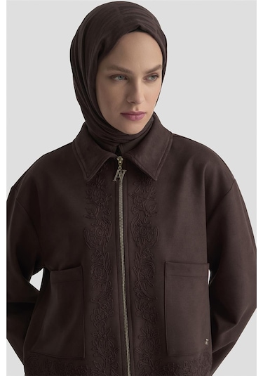 Armine Nakışlı Süet Takım 25kd1505 Kahverengi Kahverengi