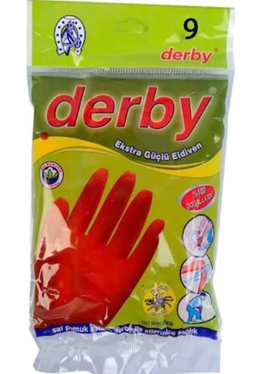 Derby Ekstra Güçlü Bulaşık Eldiveni Kırmızı No: 9 XL