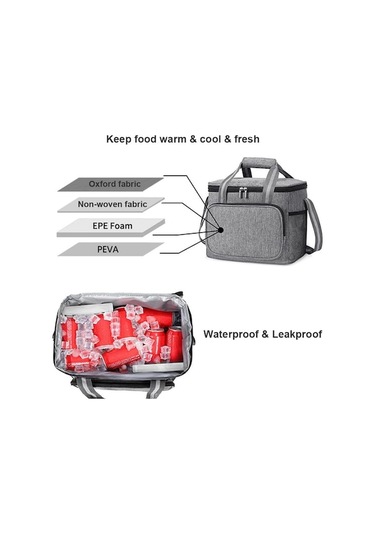 Jzcat- Taşınabilir Yalıtımlı Piknik Çantası Büyük Kapasiteli 15l Siyah