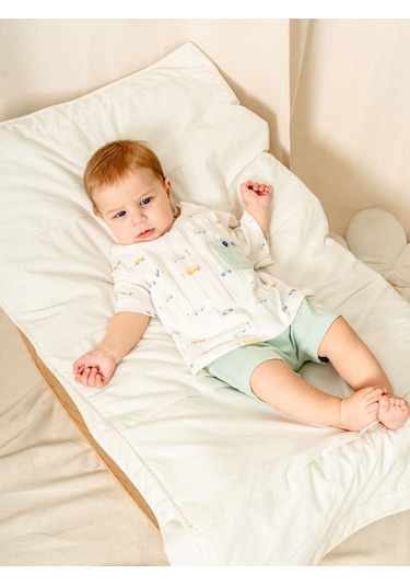 Jakarlı Örme Tişört Şort Takım Mint