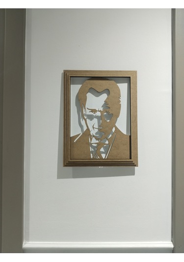 Led Işıklı Cumhuriyetin Kurucusu Atatürk Tasarımlı Ahşap Dekoratif Duvar Çerçevesi