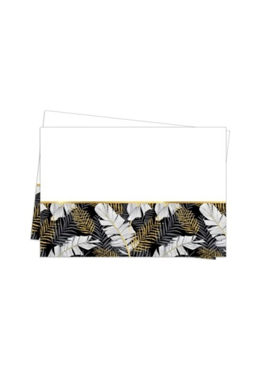 Masa Örtüsü Baskılı 120 X 180 CM Siyah Yapraklar