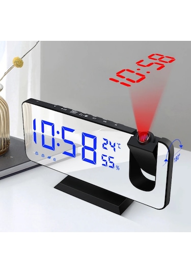 Fm Radyolu Led Projeksiyonlu Alarm Saat Usb Ayna Tasarım