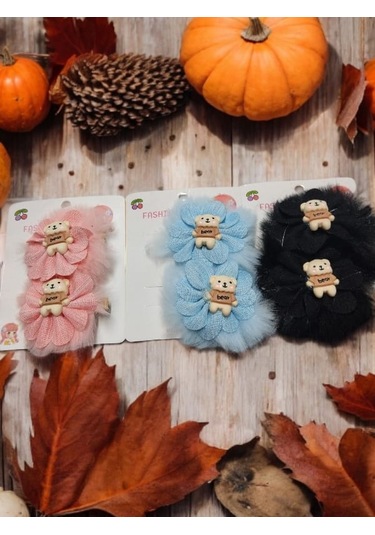 Bebek Çocuk Desenli 3 Lü Karılık Renk Toka Çok Renkli